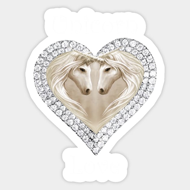 Unicorn Love Diamond Heart And Unicorn Sticker by Atteestude